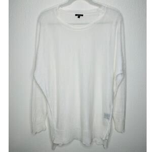 Pure Amici Ivory Round Neck Long Sleeve High Low Thin Sweater L